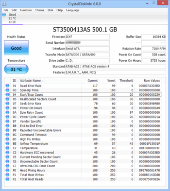 Portable CrystalDiskInfo screenshot