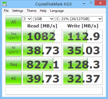 Portable CrystalDiskMark screenshot