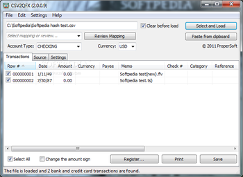 Portable CSV2QFX screenshot