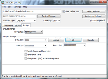 Portable CSV2QFX screenshot 3