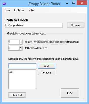 Portable Empty Folder Finder screenshot