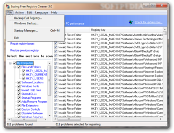 Portable Eusing Free Registry Cleaner screenshot 3