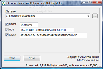 Portable eXpress CheckSum Calculator screenshot