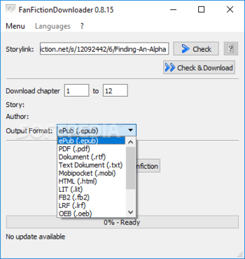 Portable FanFictionDownloader screenshot 2