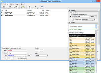 Portable Free WebM to MP3 Converter screenshot 2