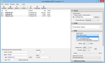 Portable Free WebM to MP3 Converter screenshot 3