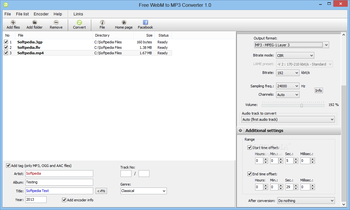 Portable Free WebM to MP3 Converter screenshot 4