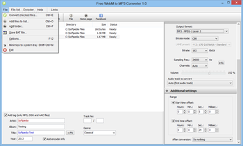 Portable Free WebM to MP3 Converter screenshot 5