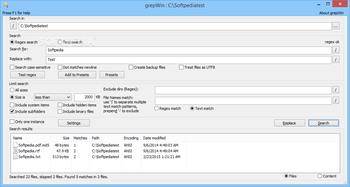 Portable grepWin screenshot