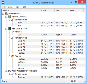 Portable HWMonitor screenshot