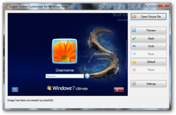 Portable Logon Screen Customizer for Windows Vista/7 screenshot