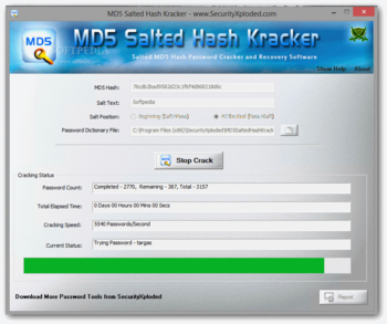 Portable MD5 Salted Hash Kracker screenshot