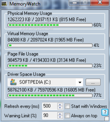 Portable MemoryWatch screenshot