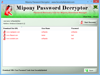 Portable Mipony Password Decryptor screenshot