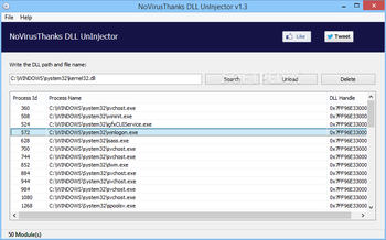 Portable NoVirusThanks DLL UnInjector screenshot