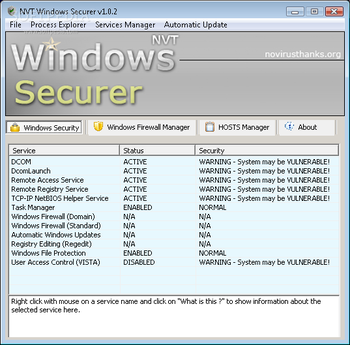 Portable NVT Windows Securer screenshot