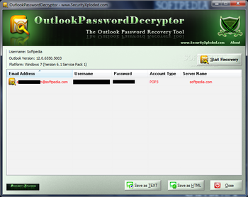 Portable OutlookPasswordDecryptor screenshot
