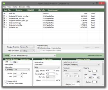 Portable Pazera Free 3GP to AVI Converter screenshot
