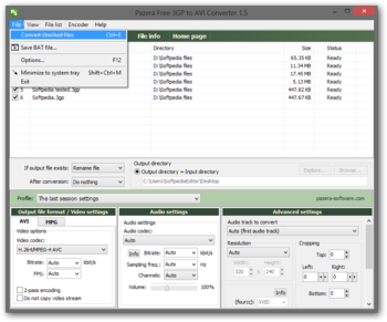 Portable Pazera Free 3GP to AVI Converter screenshot 2