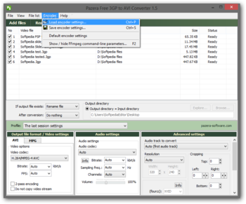 Portable Pazera Free 3GP to AVI Converter screenshot 5