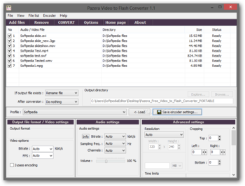 Portable Pazera Free Video to Flash Converter screenshot