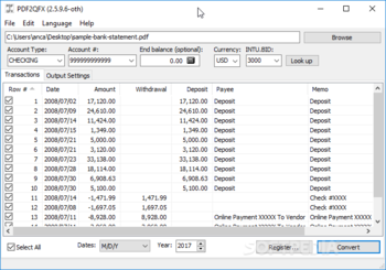 Portable PDF2QFX screenshot