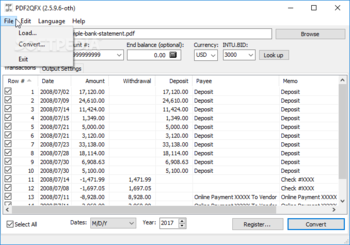 Portable PDF2QFX screenshot 2