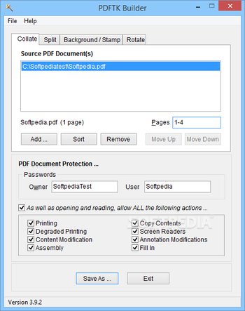 Portable PDFTK Builder screenshot