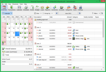 Portable Personal Finances Pro screenshot