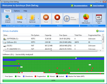 Portable Quicksys DiskDefrag screenshot