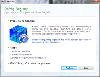 Portable Quicksys RegDefrag screenshot 2