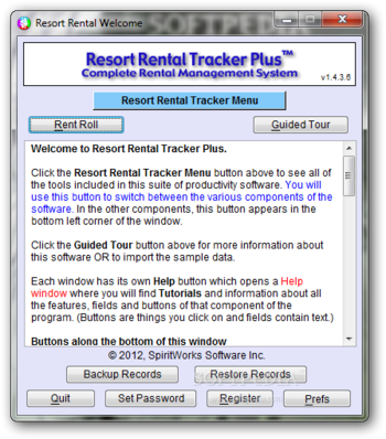 Portable Resort Rental Tracker Plus screenshot