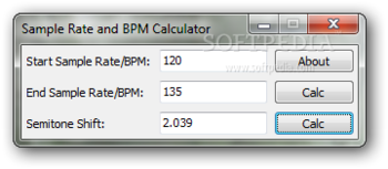 Portable Sample Rate and BPM Calculator screenshot