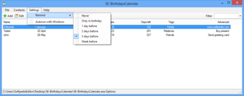 Portable SE-BirthdaysCalendar screenshot 3