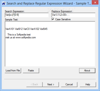 Portable Search and Replace Regular Expression Wizard screenshot