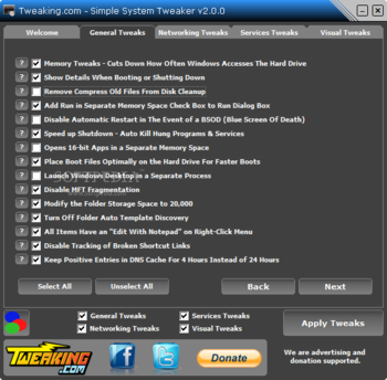 Portable Simple System Tweaker screenshot