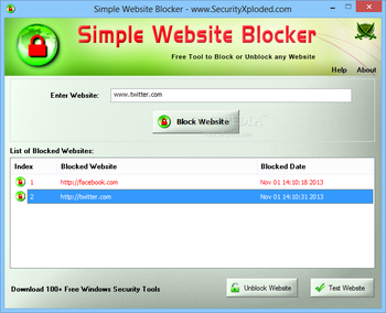 Portable Simple Website Blocker screenshot