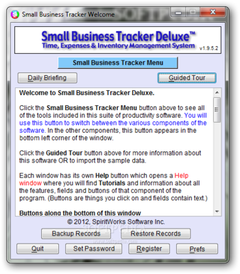Portable Small Business Tracker Deluxe screenshot