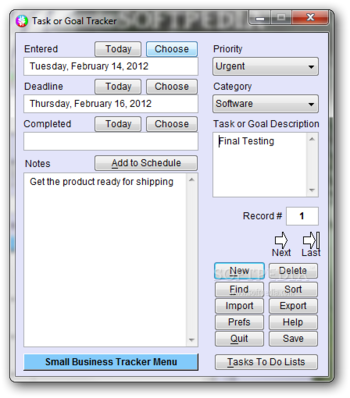 Portable Small Business Tracker Deluxe screenshot 3