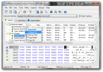 Portable SoftPerfect Network Protocol Analyzer screenshot 2