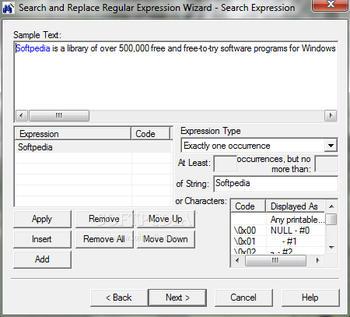 Portable SR Regular Expression Wizard screenshot 2