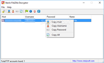 Portable SterJo FileZilla Decryptor screenshot