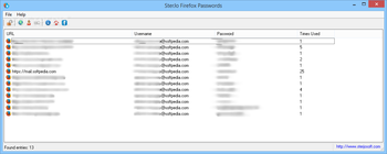 Portable SterJo Firefox Passwords screenshot