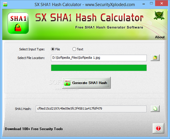 Portable SX SHA1 Hash Calculator screenshot
