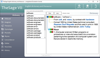 Portable TheSage English Dictionary and Thesaurus screenshot