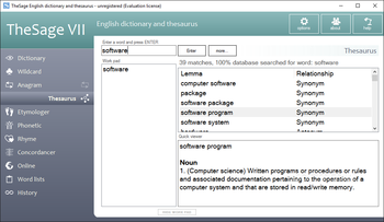 Portable TheSage English Dictionary and Thesaurus screenshot 4