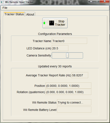 Portable Wii Remote Head Tracker screenshot