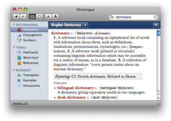 Portuguese-English Collins Pro Dictionary for Mac screenshot