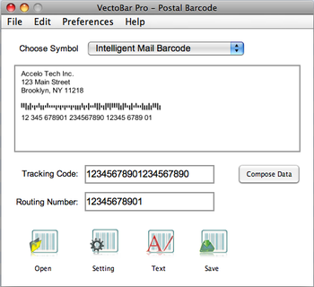 Postal & Intelligent Mail Barcode screenshot