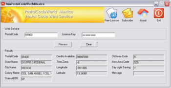 PostalCodeWorld Mexico Desktop Application screenshot